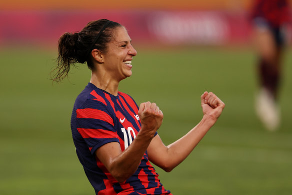 No hat-trick for Carli Lloyd who scores twice against Australia.