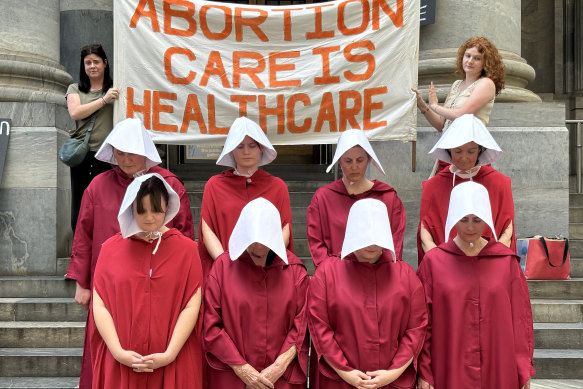 Protesters outside the South Australian parliament last week before a narrowly defeated bill to outlaw terminations after 27 weeks and six days.