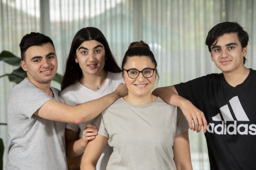 Ready to get out and about: Dianne Bruzzaniti (second from right) and children Joseph, Keira and Orlando.