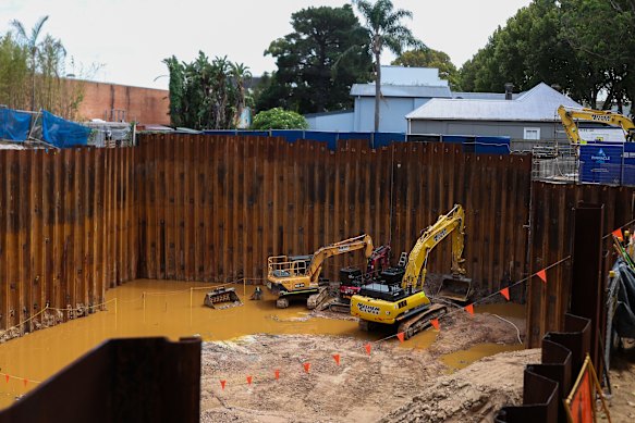 A photo of the excavation works at the development site at 1170-1176 Botany Road.