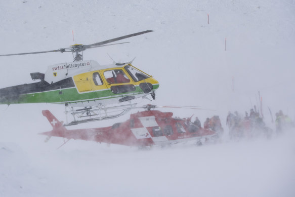 Rescue forces and helicopters in Switzerland searching for missing people in 2019.