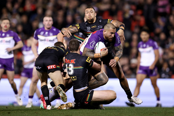 Melbourne prop Nelson Asofa-Solomona is a hard man to bring down.