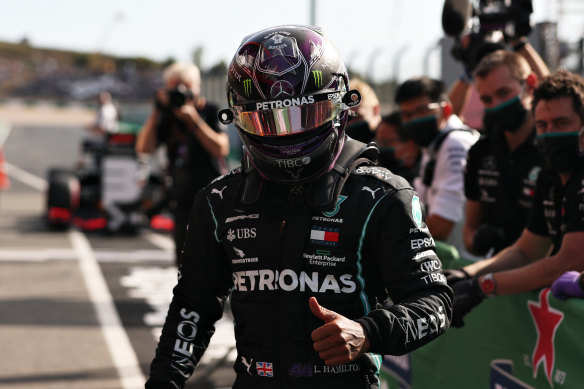 Lewis Hamilton took pole for Mercedes in Portugal.