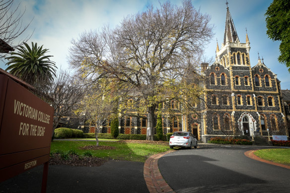 Deaf Children Australia’s headquarters, adjacent to the Victorian College for the Deaf (left).