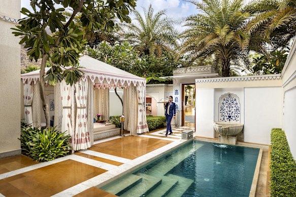 A walled pool villa at The Leela Palace, Jaipur.