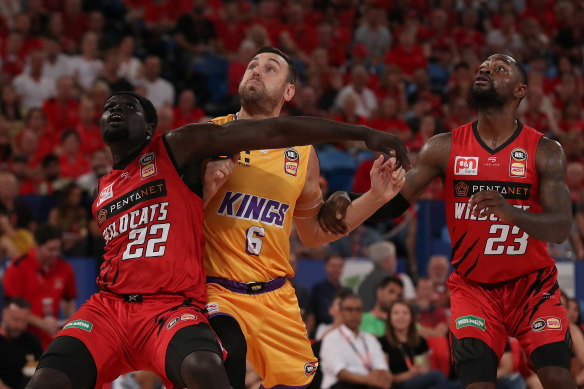 Not even Andrew Bogut, centre, could curb the home side's momentum.