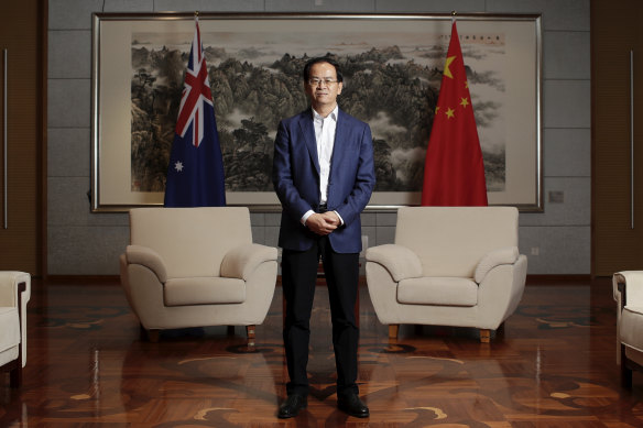 China's ambassador to Australia, Cheng Jingye, at his Canberra residence in April.