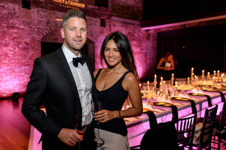 Simon Chalmers and Bianca Cheah  in 2016 at vintage champagne launch in Sydney.