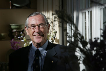 Foreign affairs veteran and author Richard Woolcott at home in Canberra in 2003.
