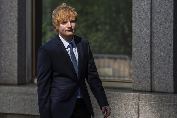 Ed Sheeran walks into Manhattan federal court on Tuesday in New York.