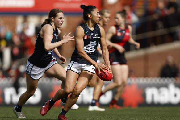 Carlton beat Essendon in first AFLW face off at North Port Oval.