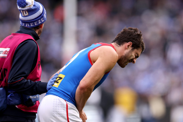 Christian Petracca suffered serious injuries to his ribs and spleen in the King’s Birthday clash.