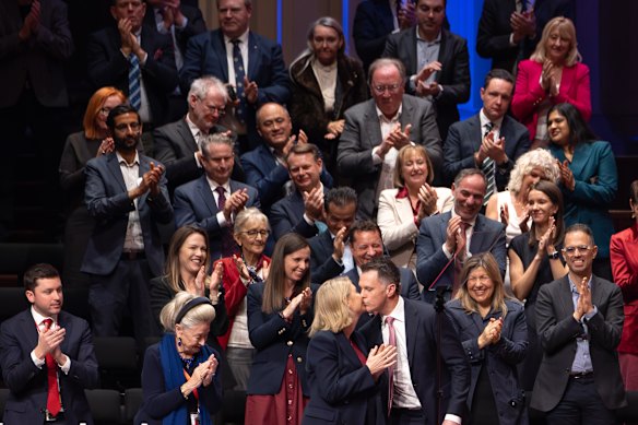 NSW Labor gathered at Sydney Town Hall on Saturday to hear Premier Chris Minns speak.