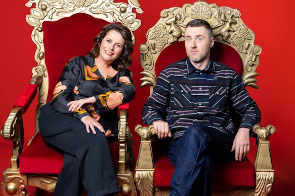 Anne Edmonds and Lloyd Langford in Taskmaster Australia.