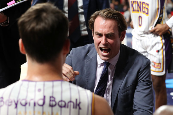 Sydney Kings coach Chase Buford during the team’s defeat by the Adelaide 36ers.