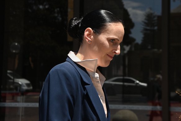 ACT Policing’s Detective Senior Constable Sarah Harman outside the Federal Court on Friday.