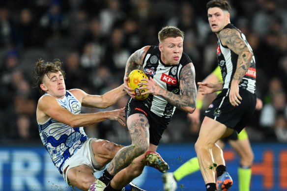 Jordan De Goey starred for the  Magpies.