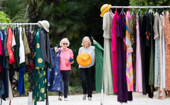 Fashion mission: Good friends Deborah Bannister and Elizabeth Howcroft prepare for next month’s  sale.