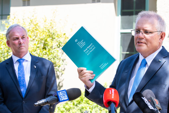 Prime Minister Scott Morrison at a press conference about Royal Commission into Aged care quality and safety, Final report: Care, Dignity and Respect, at  Kirribilli House.