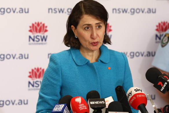 Premier Gladys Berejiklian at Tuesday’s press conference. 