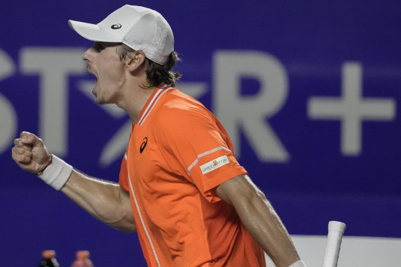 Got him: Alex de Minaur has finally defeated Stefanos Tsitsipas.