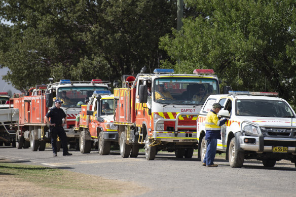 An RFS strike team prepares to head out to the Good Good fireground near Cooma. 