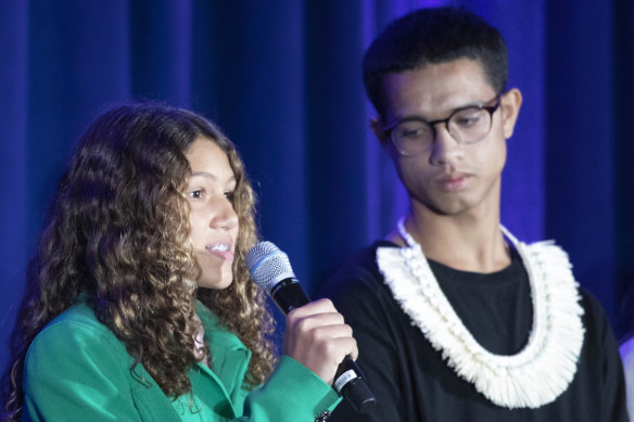 Catarina Lorenzo of Brazil and David Ackley III of the Marshall Islands speak of their personal experience with climate change.