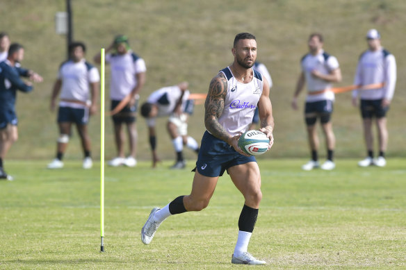 Quade Cooper at Wallabies training on Tuesday in South Africa. 
