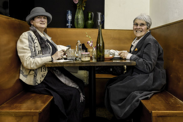 Robyn Tressider and Margaret Sutton enjoy their breakfast in Castlemaine.