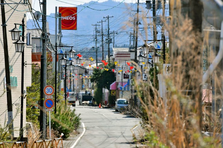 The central area of Okuma town, Fukushima after evacuation orders were partially lifted.