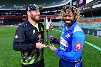 Aaron Finch and Lasith Malinga ahead of their Twenty20 series starting on Sunday.