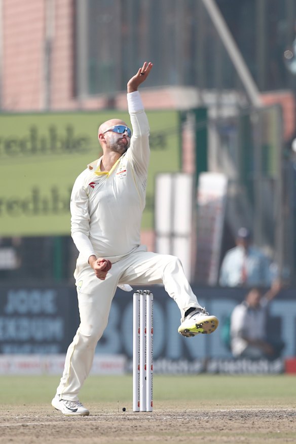 Nathan Lyon in action. 