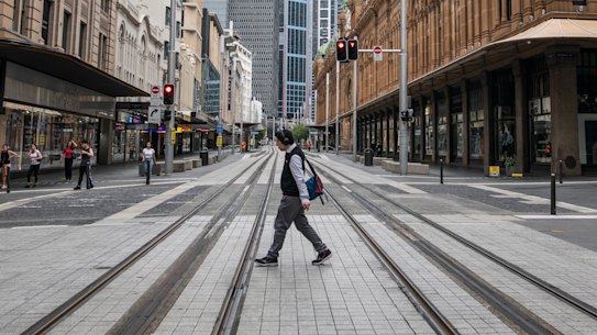 Sydney's George Street was almost empty in April 2020.