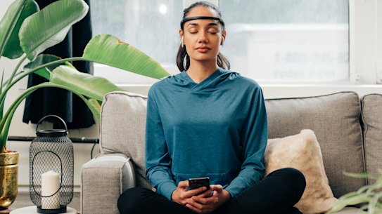 The Muse2 connects with your phone and sends it brainwave data.