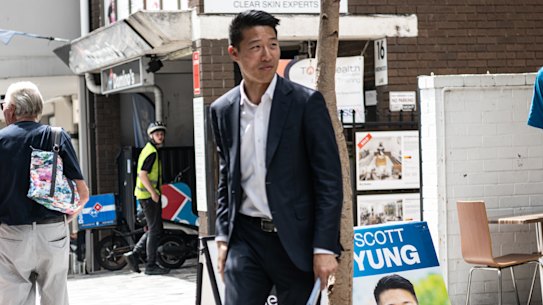 Bennelong Liberal candidate Scott Yung in Lane Cove. 
