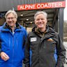 General manager Stuart Diver and EVT chairman Alan Rydge in Thredbo.