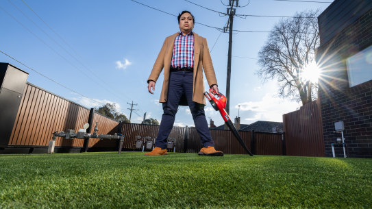 West Footscray resident Fadh Yusof is fighting an order from Maribyrnong City Council to rip up his fake grass.