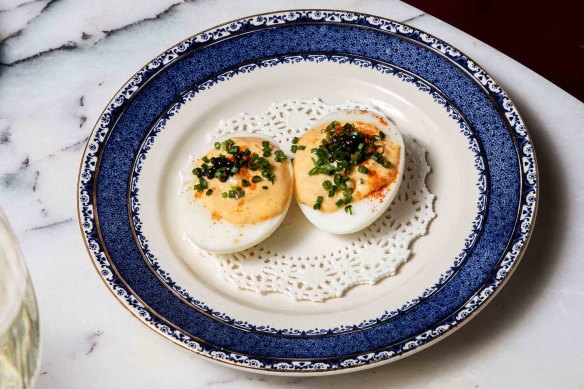 Oeuf mayonnaise with caviar.