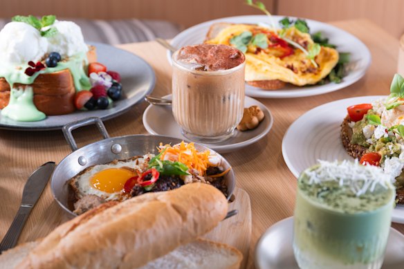Dishes at Amara, where Aussie brunch culture meets Vietnamese cuisine.