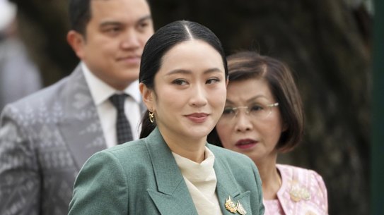 Thailand’s Prime Minister Paetongtarn Shinawatra arrives at Government House for a cabinet meeting in Bangkok today.
