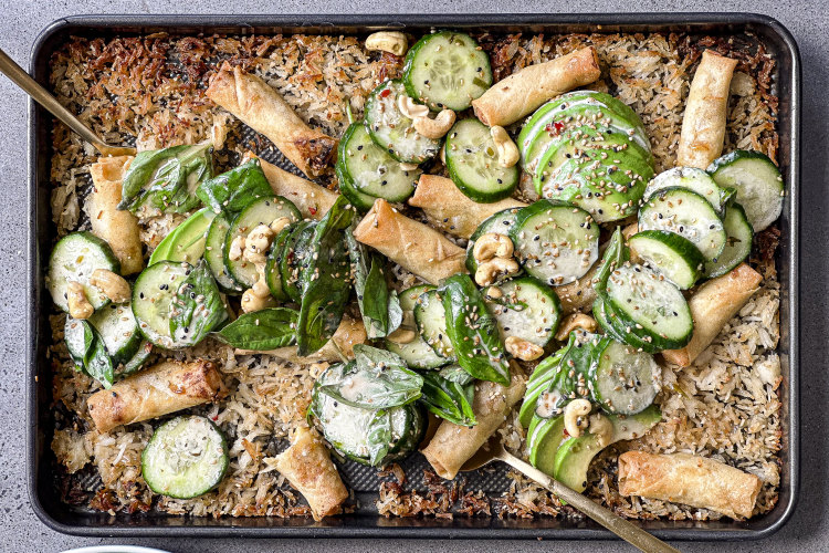 Serve this crunchy salad straight from the tray.