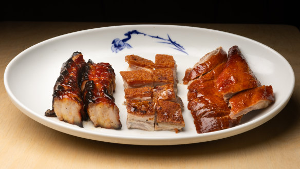 A platter of Chinese barbecue meats.