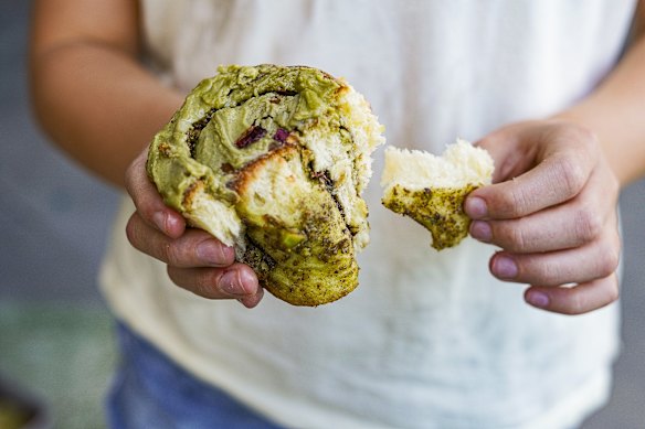 Katrina Meynink’s pistachio morning buns nod to the cinnamon bun and pistachio craze of 2025.