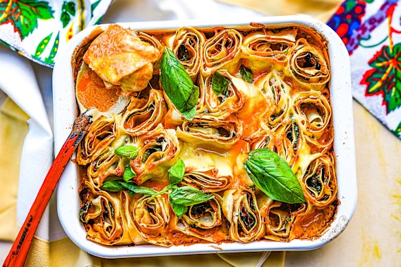 Rotolo alla vodka offers all the saucy energy of a lasagne – but without the bechamel fuss.