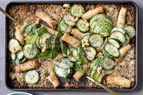 Serve this crunchy salad straight from the tray.