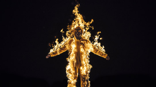 A still from the film Inextinguishable Fire by Cassils.