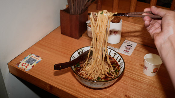 Lanzhou-style noodles at Bowltiful in Melbourne’s CBD.