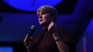 Former foreign minister Julie Bishop speaks at the QUT Business Leaders' Forum in Brisbane.