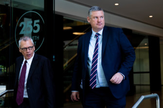 Paul Doorn, right, outside the ICAC on Tuesday.