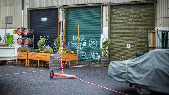 The  bar entrance to La Sirene Brewery which has been closed since late November.
